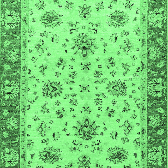 Machine Washable Oriental Emerald Green Traditional Area Rugs, wshabs2462emgrn