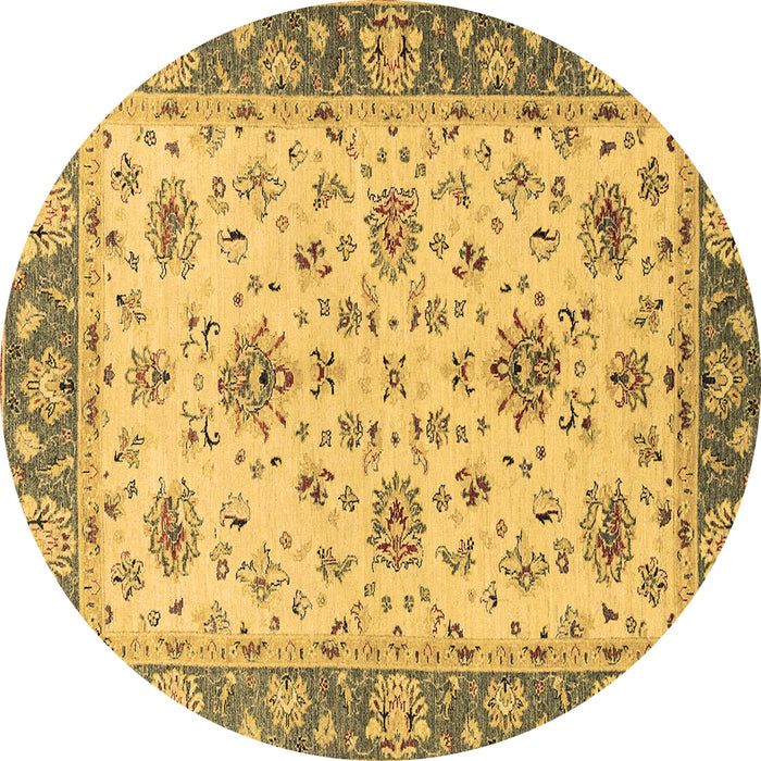 Round Machine Washable Oriental Brown Traditional Rug, wshabs2462brn