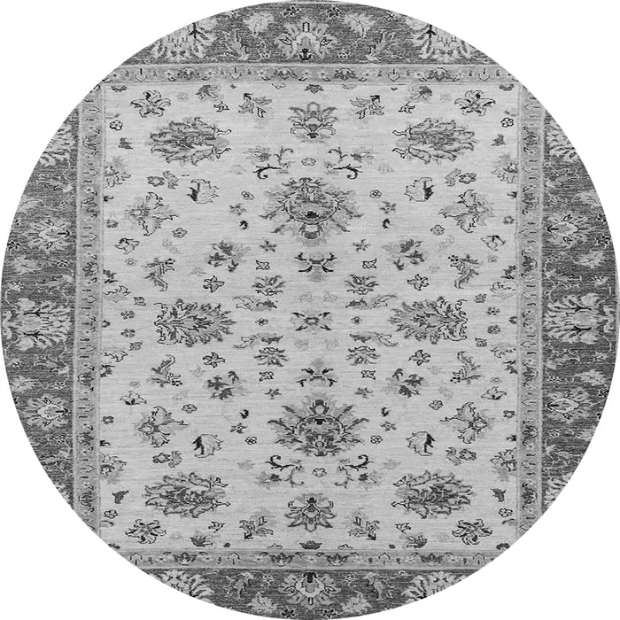 Round Machine Washable Oriental Gray Traditional Rug, wshabs2462gry