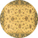 Round Oriental Brown Traditional Rug, abs2462brn