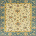 Square Abstract Chrome Gold Yellow Oriental Rug, abs2462