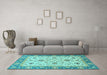 Machine Washable Oriental Light Blue Traditional Rug in a Living Room, wshabs2462lblu