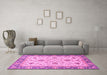 Machine Washable Oriental Pink Traditional Rug in a Living Room, wshabs2462pnk