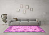 Machine Washable Oriental Pink Traditional Rug, wshabs2462pnk