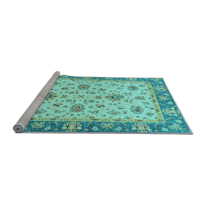 Sideview of Machine Washable Oriental Light Blue Traditional Rug, wshabs2462lblu