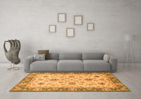 Machine Washable Oriental Orange Traditional Rug, wshabs2462org