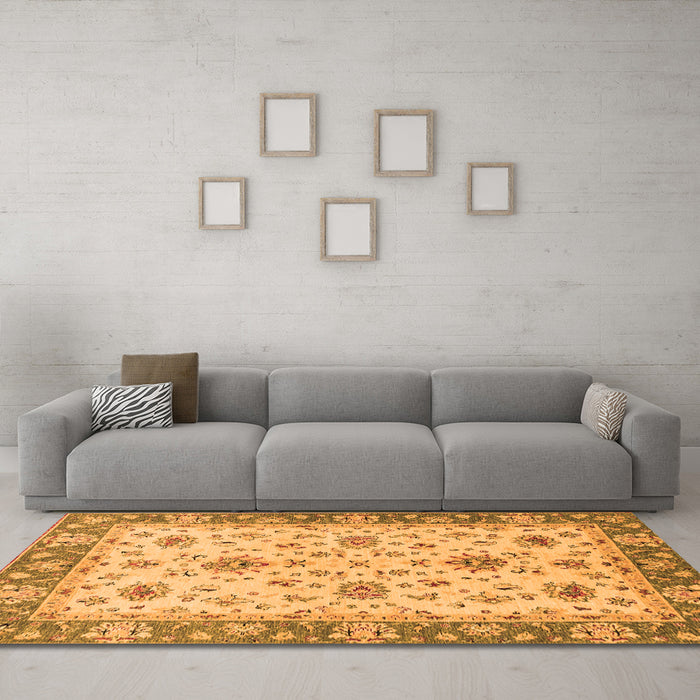 Machine Washable Oriental Orange Traditional Area Rugs in a Living Room, wshabs2462org