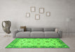 Machine Washable Oriental Green Traditional Area Rugs in a Living Room,, wshabs2462grn