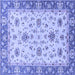 Square Machine Washable Oriental Blue Traditional Rug, wshabs2462blu