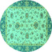 Round Oriental Turquoise Traditional Rug, abs2462turq