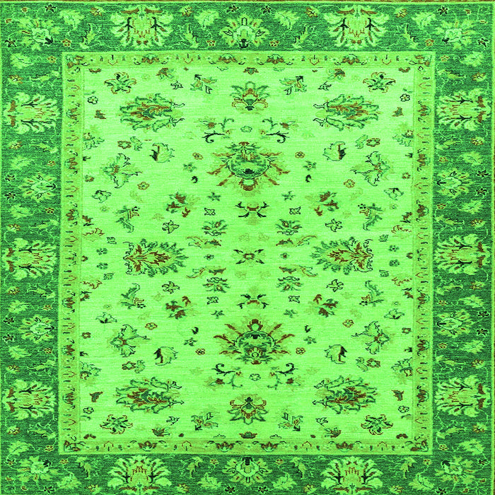 Square Machine Washable Oriental Green Traditional Area Rugs, wshabs2462grn