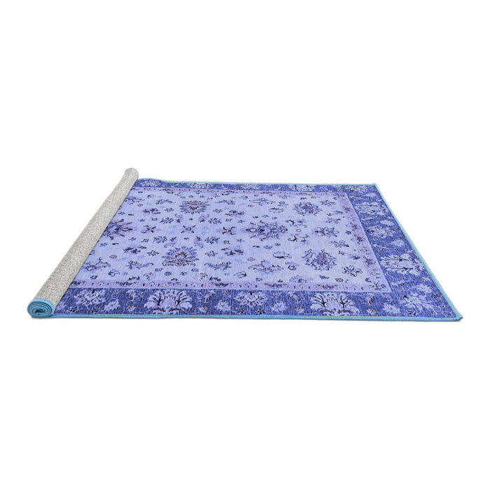 Sideview of Machine Washable Oriental Blue Traditional Rug, wshabs2462blu