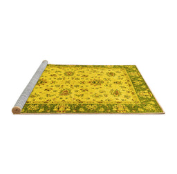 Sideview of Machine Washable Oriental Yellow Traditional Rug, wshabs2462yw