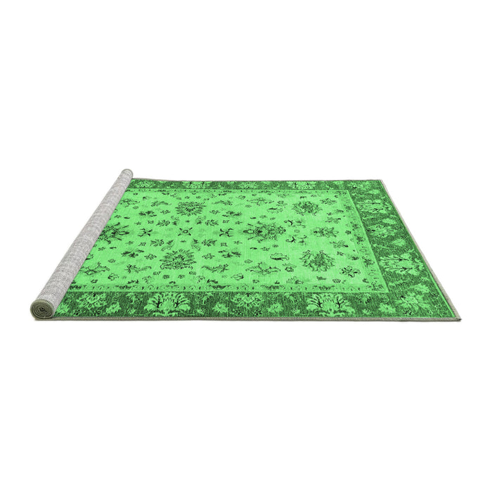 Sideview of Machine Washable Oriental Emerald Green Traditional Area Rugs, wshabs2462emgrn