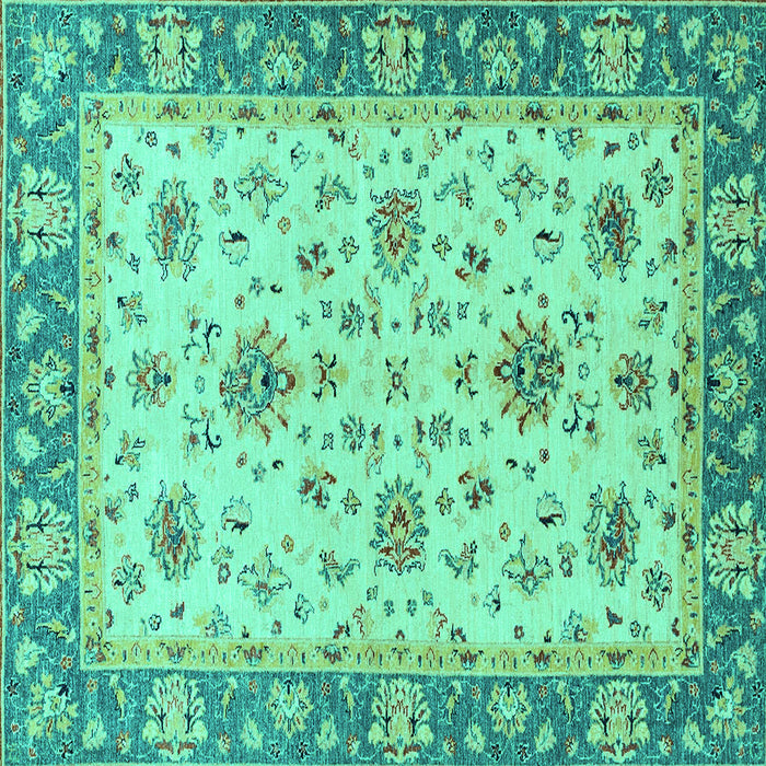 Square Machine Washable Oriental Turquoise Traditional Area Rugs, wshabs2462turq