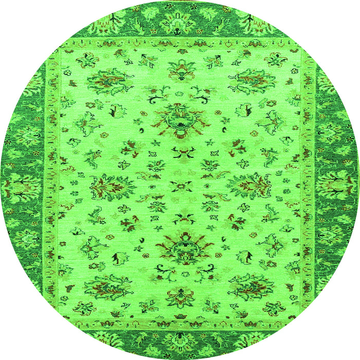 Round Machine Washable Oriental Green Traditional Area Rugs, wshabs2462grn