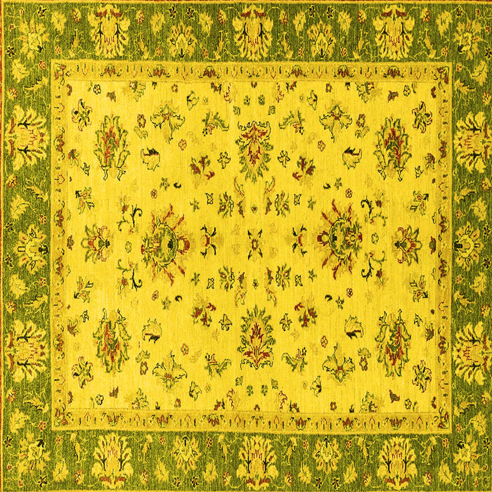 Square Oriental Yellow Traditional Rug, abs2462yw