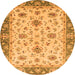 Round Oriental Orange Traditional Rug, abs2462org