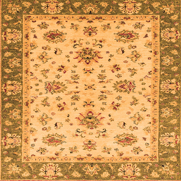 Square Machine Washable Oriental Orange Traditional Area Rugs, wshabs2462org