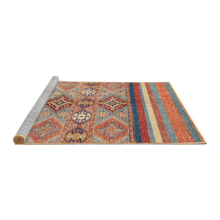 Sideview of Machine Washable Abstract Camel Brown Rug, wshabs2463