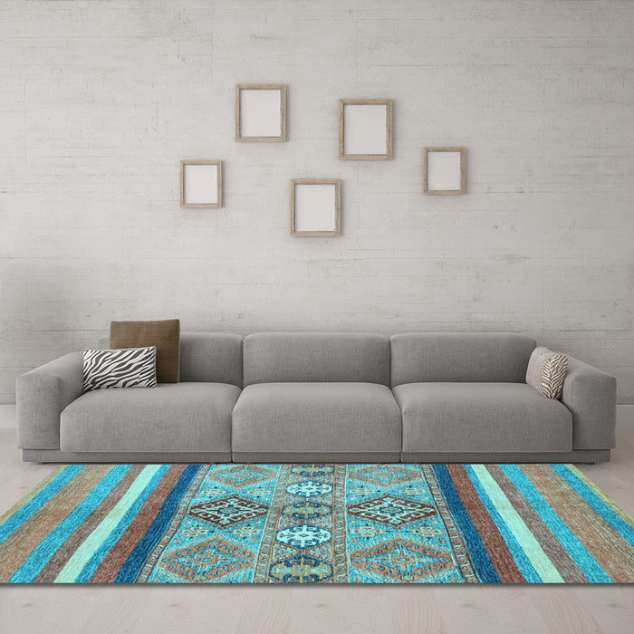 Machine Washable Abstract Light Blue Modern Rug in a Living Room, wshabs2463lblu