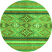 Round Machine Washable Abstract Green Modern Area Rugs, wshabs2463grn