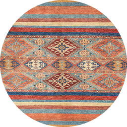 Round Machine Washable Abstract Camel Brown Rug, wshabs2463