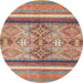 Round Machine Washable Abstract Camel Brown Rug, wshabs2463