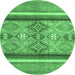 Round Abstract Emerald Green Modern Rug, abs2463emgrn