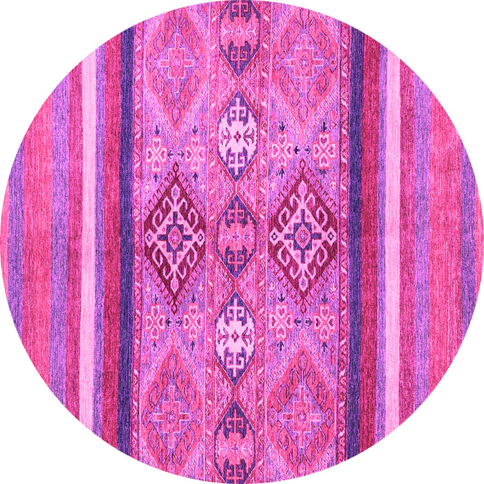 Round Machine Washable Abstract Pink Modern Rug, wshabs2463pnk
