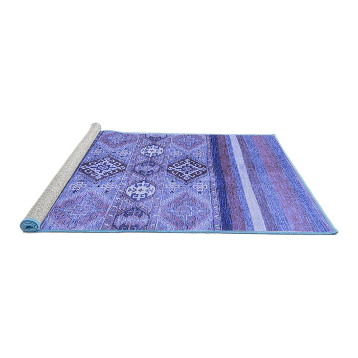 Sideview of Machine Washable Abstract Blue Modern Rug, wshabs2463blu