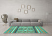 Machine Washable Abstract Turquoise Modern Area Rugs in a Living Room,, wshabs2463turq