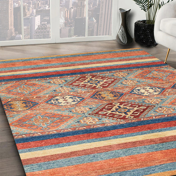 Abstract Camel Brown Modern Rug in Family Room, abs2463