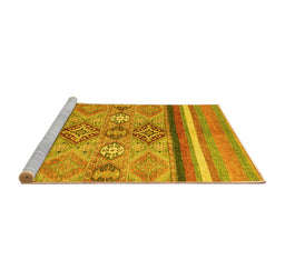 Sideview of Machine Washable Abstract Yellow Modern Rug, wshabs2463yw