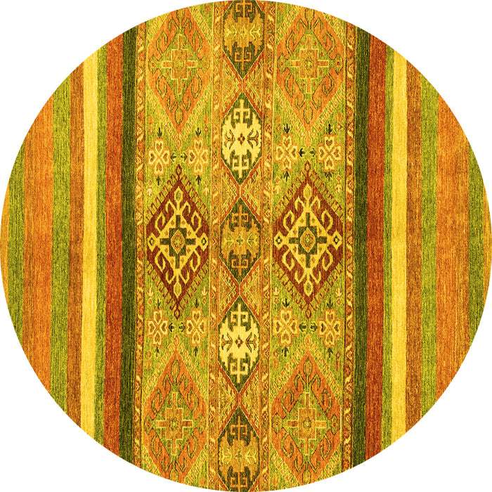 Round Abstract Yellow Modern Rug, abs2463yw