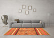 Machine Washable Abstract Orange Modern Area Rugs in a Living Room, wshabs2463org