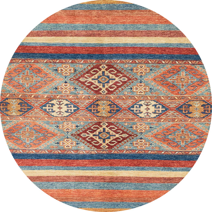 Round Abstract Camel Brown Modern Rug, abs2463