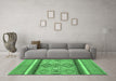 Machine Washable Abstract Emerald Green Modern Area Rugs in a Living Room,, wshabs2463emgrn