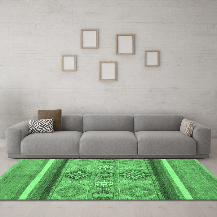 Machine Washable Abstract Emerald Green Modern Area Rugs in a Living Room,, wshabs2463emgrn