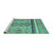 Sideview of Machine Washable Abstract Turquoise Modern Area Rugs, wshabs2463turq