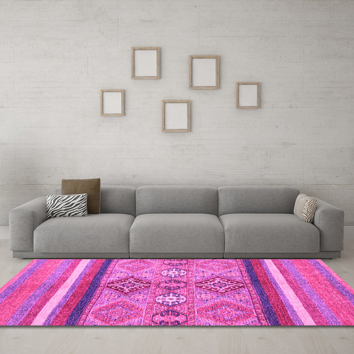 Machine Washable Abstract Pink Modern Rug in a Living Room, wshabs2463pnk