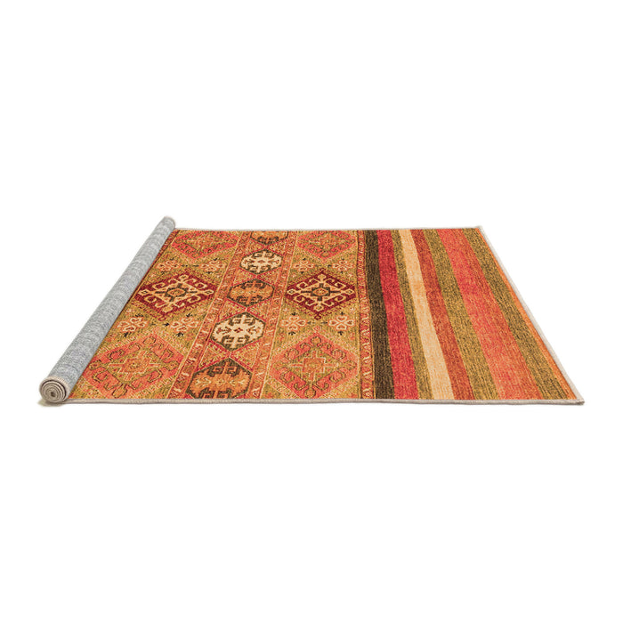 Sideview of Machine Washable Abstract Orange Modern Area Rugs, wshabs2463org