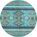 Round Abstract Light Blue Modern Rug, abs2463lblu