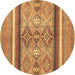 Round Abstract Brown Modern Rug, abs2463brn