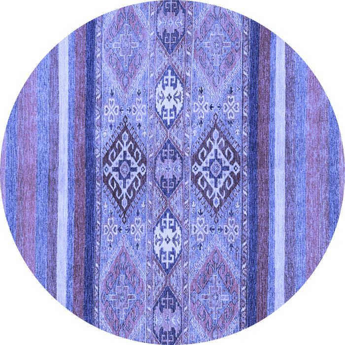 Round Abstract Blue Modern Rug, abs2463blu