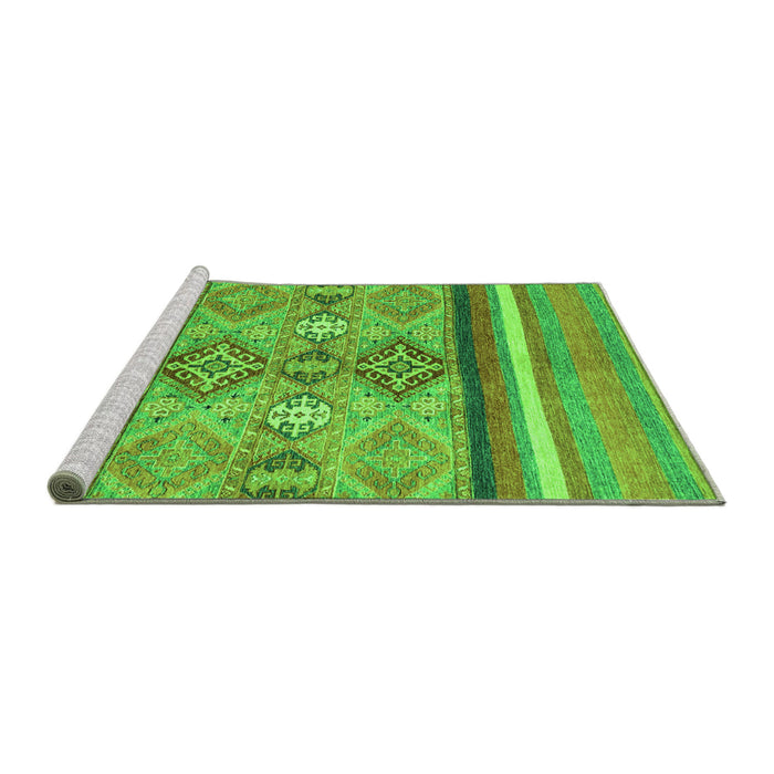 Sideview of Machine Washable Abstract Green Modern Area Rugs, wshabs2463grn