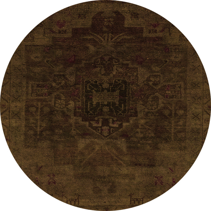 Round Machine Washable Abstract Orange Modern Area Rugs, wshabs2464org