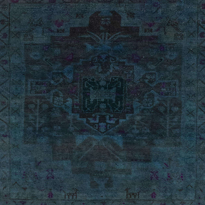 Square Machine Washable Abstract Dark Blue Grey Blue Rug, wshabs2464