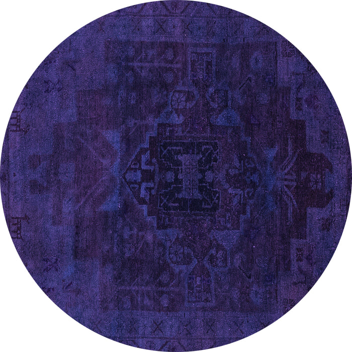 Round Machine Washable Abstract Purple Modern Area Rugs, wshabs2464pur