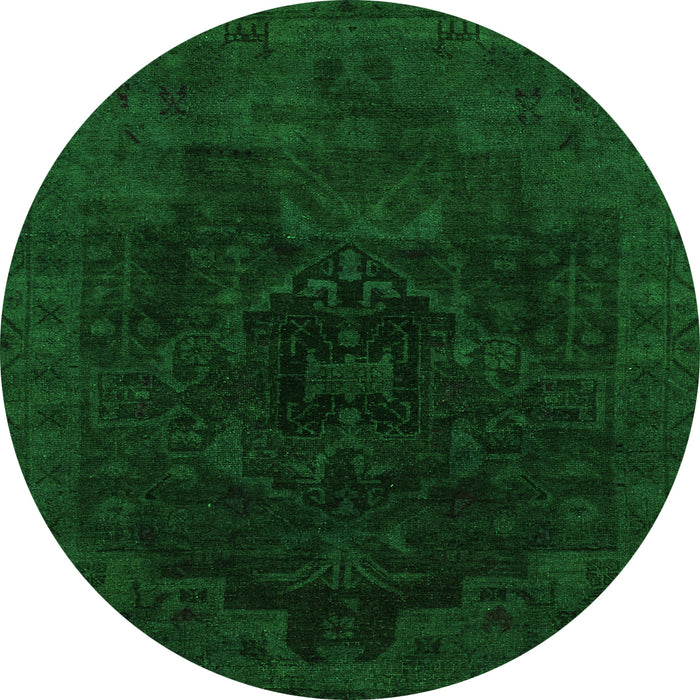 Round Abstract Green Modern Rug, abs2464grn